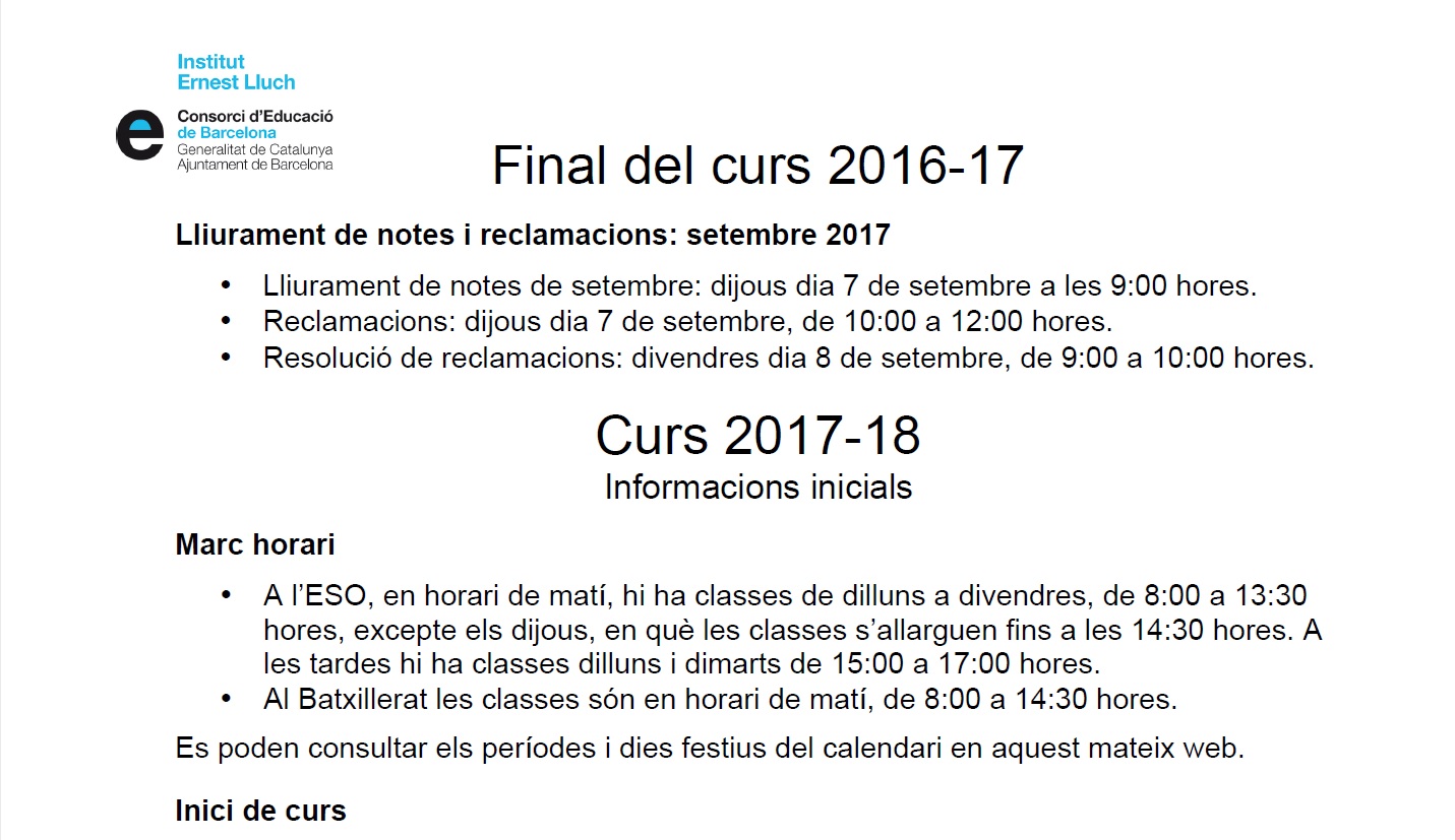 inici curs