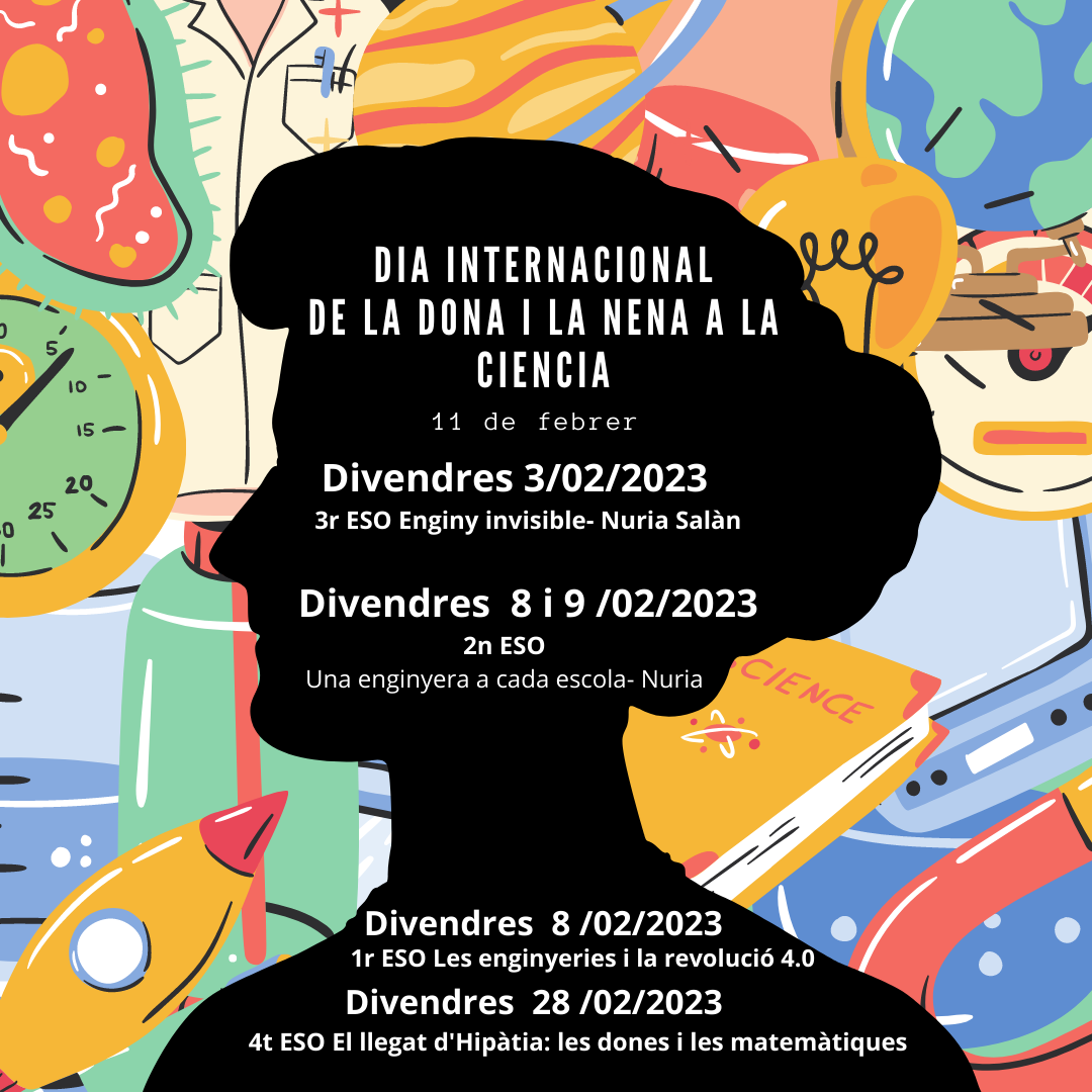 Post de Instagram Día de la mujer y la niña en la ciencia dibujo mujer de perfil fondo de colores(1)